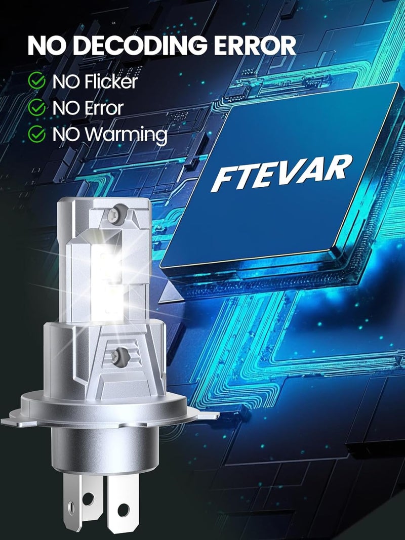 FTEVAR H4 Bulbs, 30000LM Super Bright 6500K 9003 Fog Lights, Silent Fanless, 1:1 Mini Size for Easy Installation, Plug and Play, Pack of 2 - Image 4
